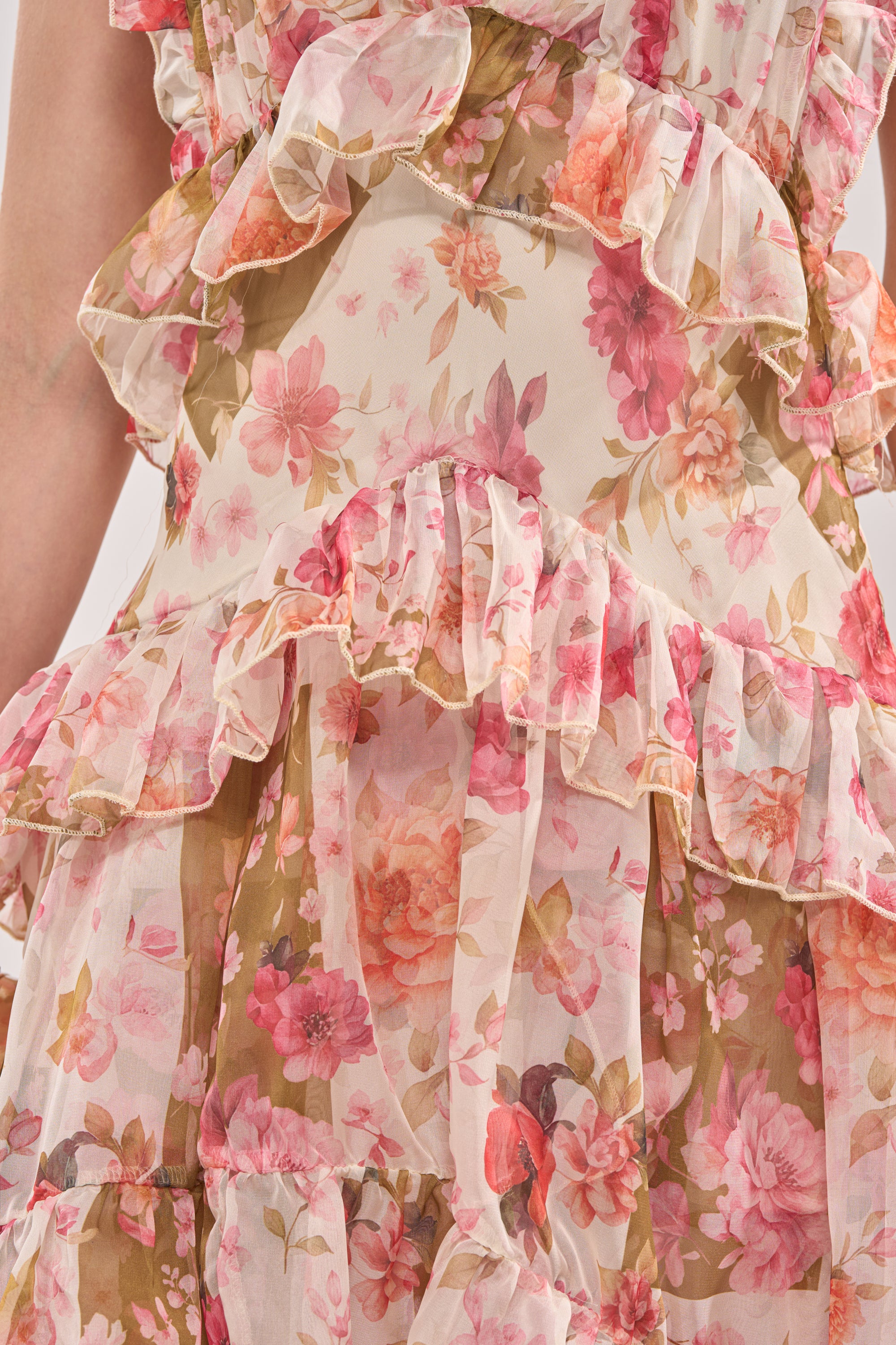 AKIRA Summer Stroll Floral Chiffon Maxi Dress