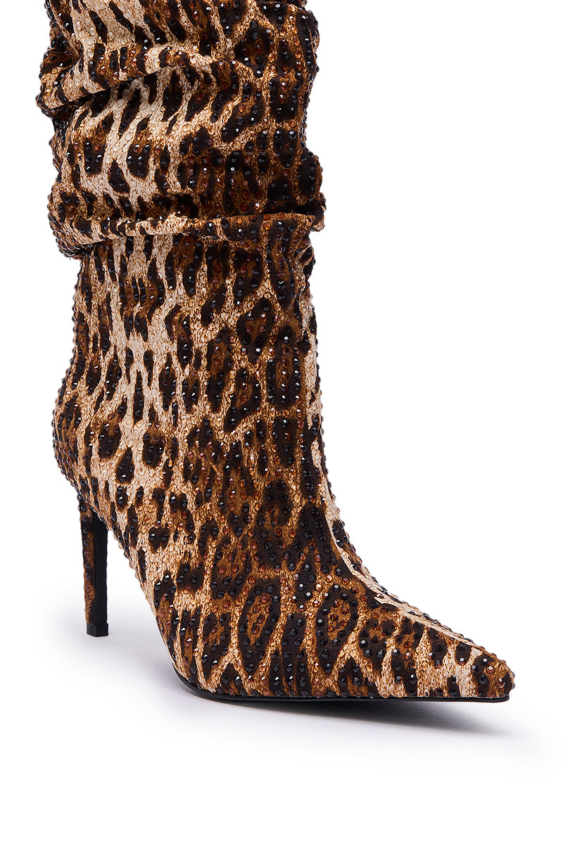 AZALEA WANG GRANT RHINESTONE LEOPARD SLOUCH BOOT – AKIRA