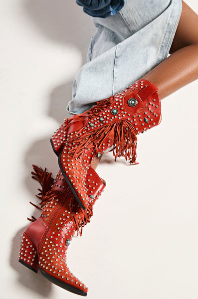 AZALEA WANG GREYSON RED BOOT – AKIRA