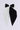 The SPLIT DECISION HAIR BOW showcases an oversized design with a large silhouette and two long tails featuring a striking colorblock pattern: black on the right and white on the left, set against a plain background.