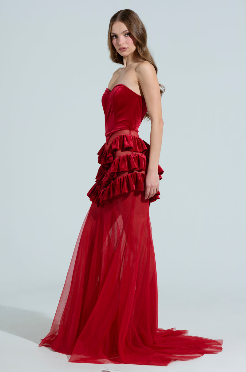 LIGHTS AND ACTION MAXI DRESS IN RED – AKIRA LIGHTS AND ACTION MAXI DRESS IN RED – AKIRA