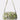 The IM OUT HERE BLING PURSE features a short strap, green and gold brocade design, and sparkling silver embellishments, shown on a plain white background.