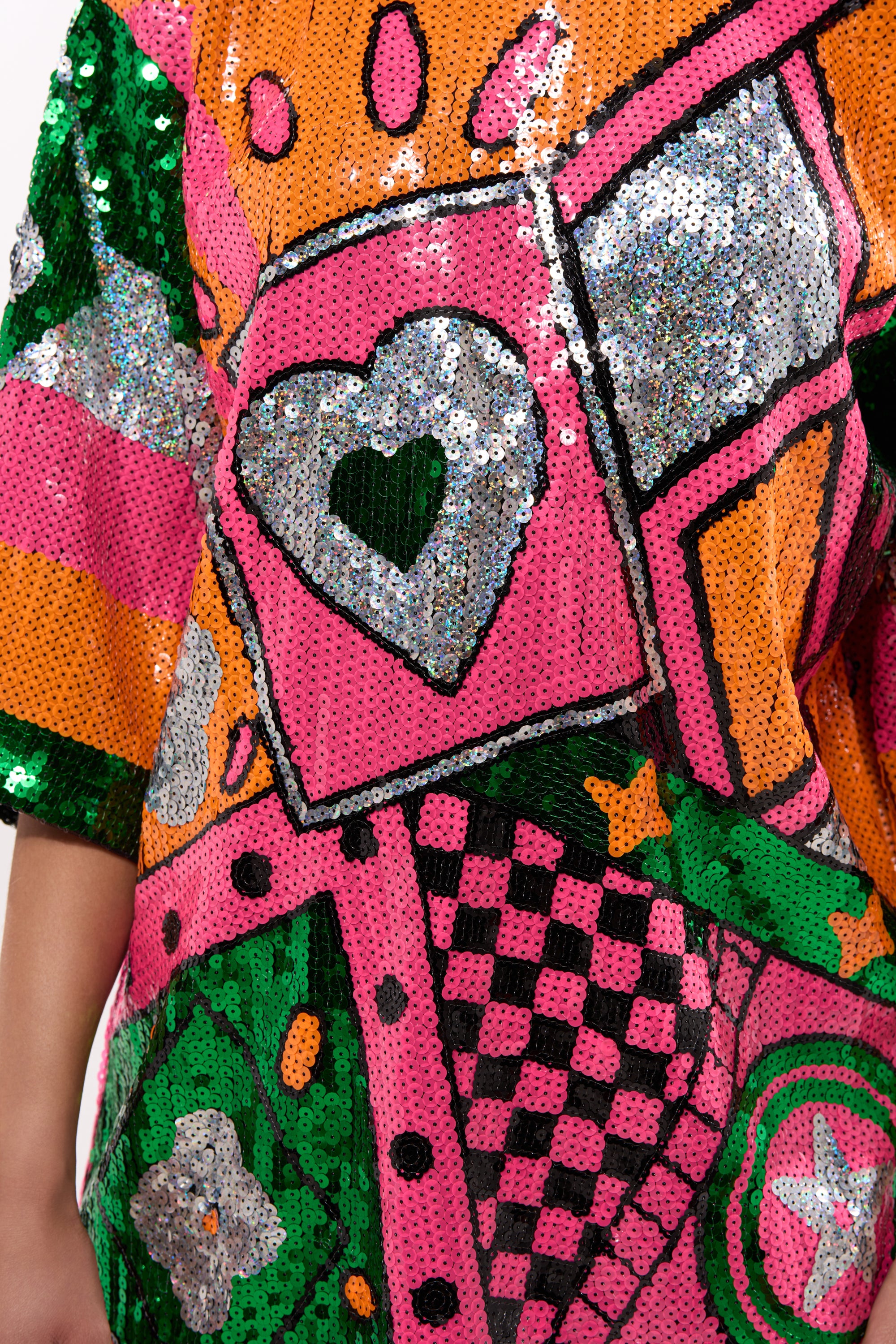 HOUSE OF HEARTS SEQUIN TSHIRT DRESS – AKIRA