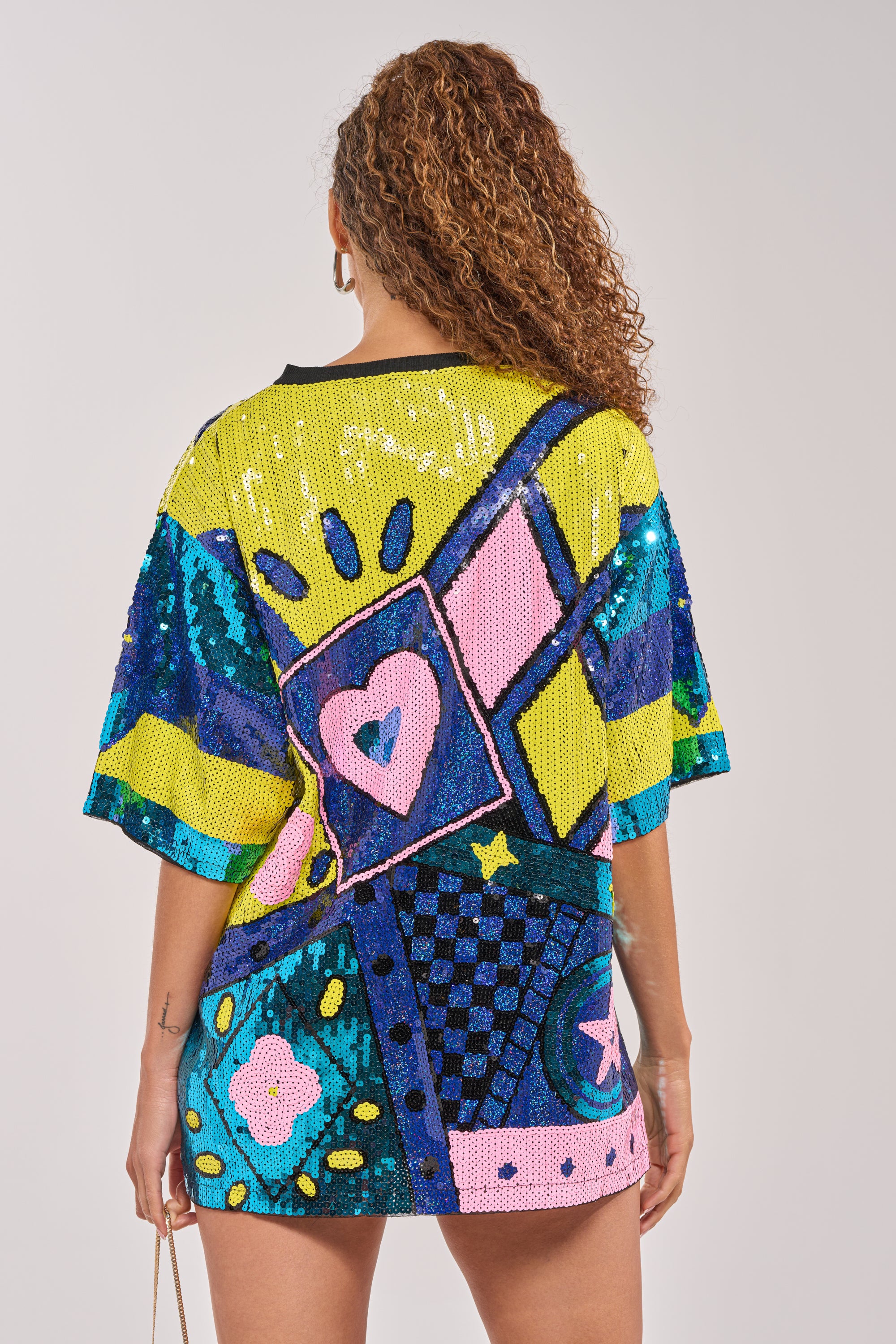 AKIRA Queen Of Hearts Sequin T-Shirt Dress