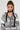 A person with braided hair wears a black and white patterned sweater, the CROSS MY HEART STATEMENT NECKLACE showcasing cross pendants, and hoop earrings. Their expression is neutral as they look toward the camera against a plain gray background.