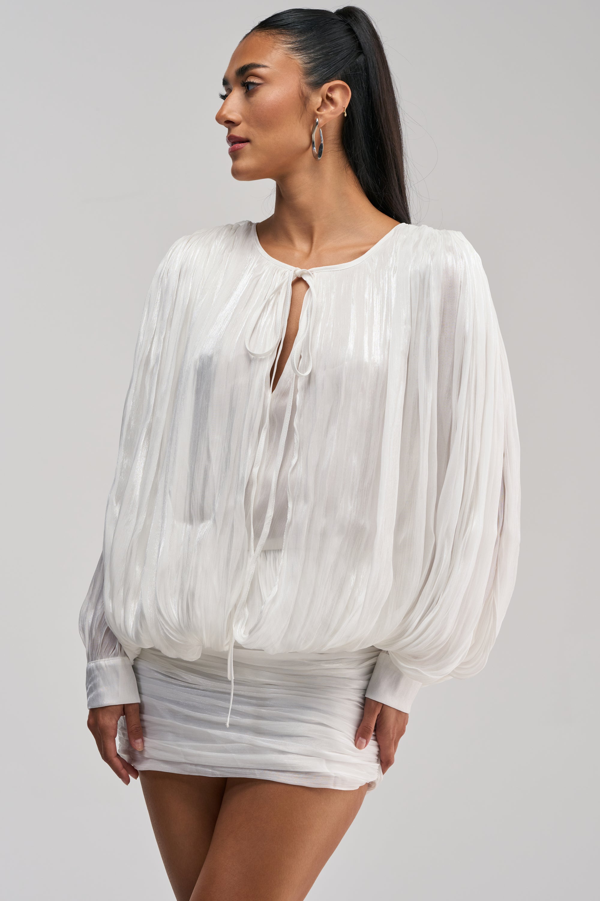 long sleeve chiffon mini dress White Dress, Balloon Sleeves lirika_matoshi If it’s your size Girls in Tight Dresses Size:30x29