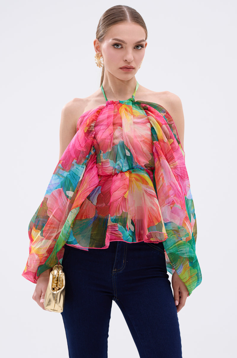 Flower Embroidery 2-Way Chiffon Blouse – axes femme from JAPAN
