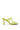 The AZALEA WANG HUGHIE LIME SANDAL showcases a square toe and multiple thin crisscross straps in a single lime green high-heeled sandal. This minimalist design features a low, slim heel and is displayed against a plain white background.