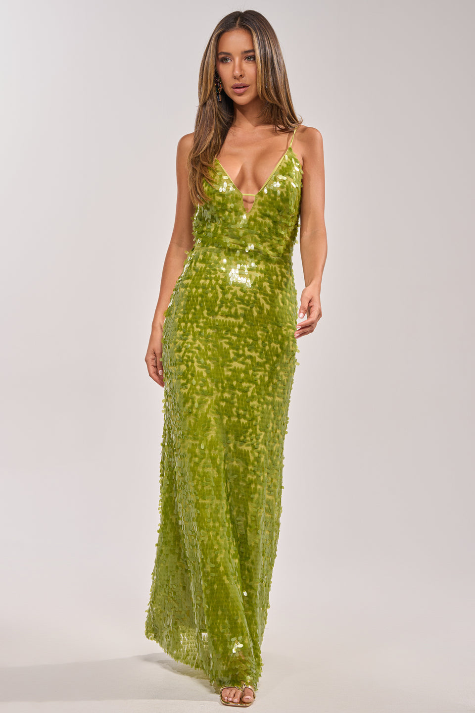maxi green sequin dress Baltic Born Womens Karina Sequin Maxi Dress | Dark Green