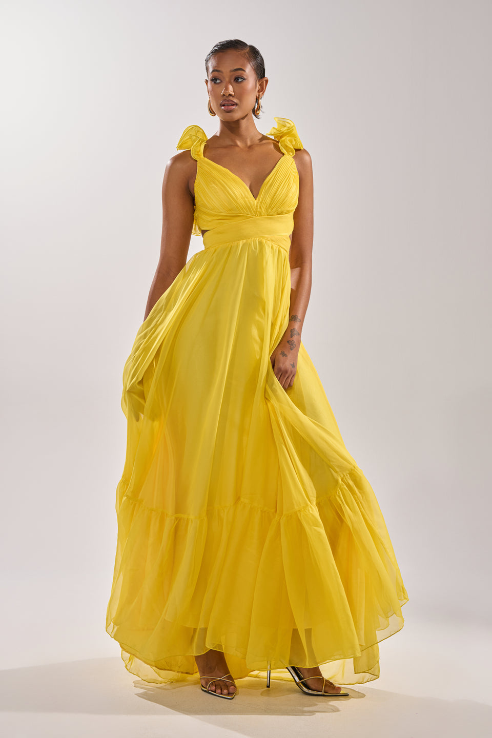 ruffle yellow dress DREAM GIRL MAXI DRESS IN YELLOW – AKIRA