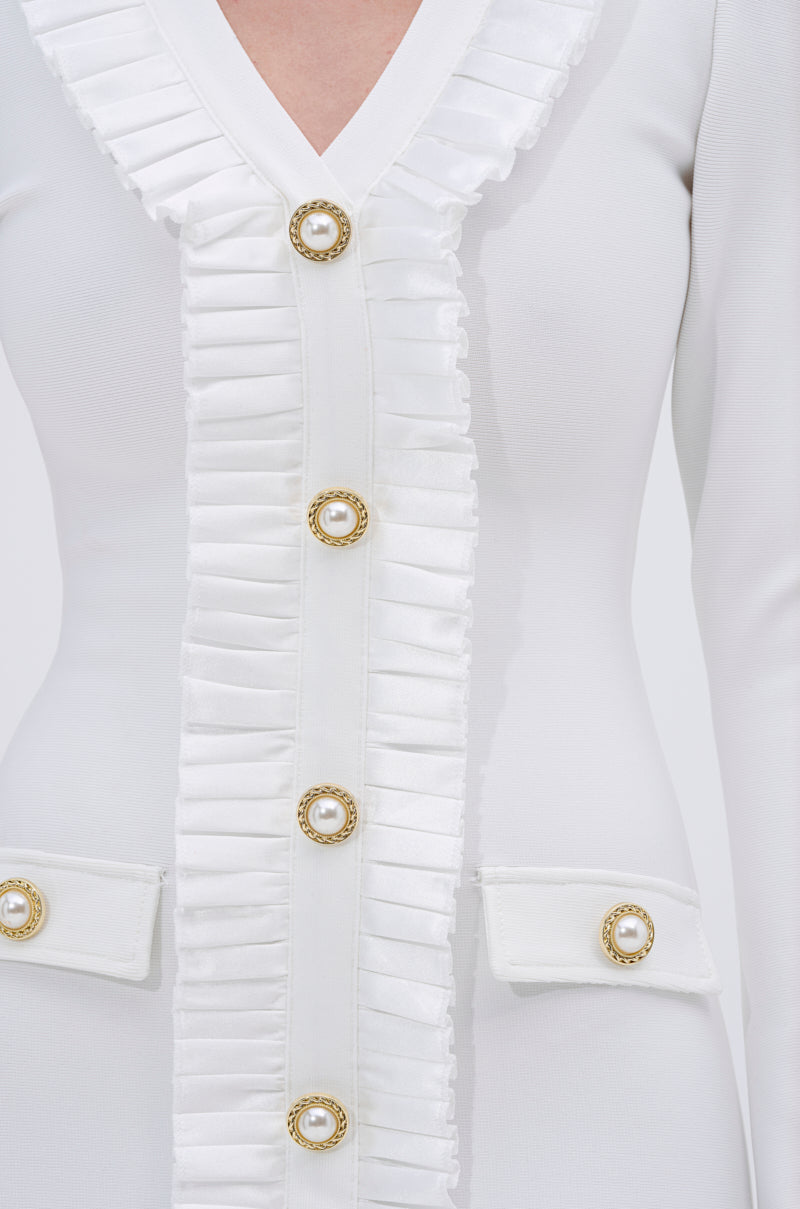 SAKURA BANDAGE RUFFLE MIDI DRESS IN WHITE – AKIRA