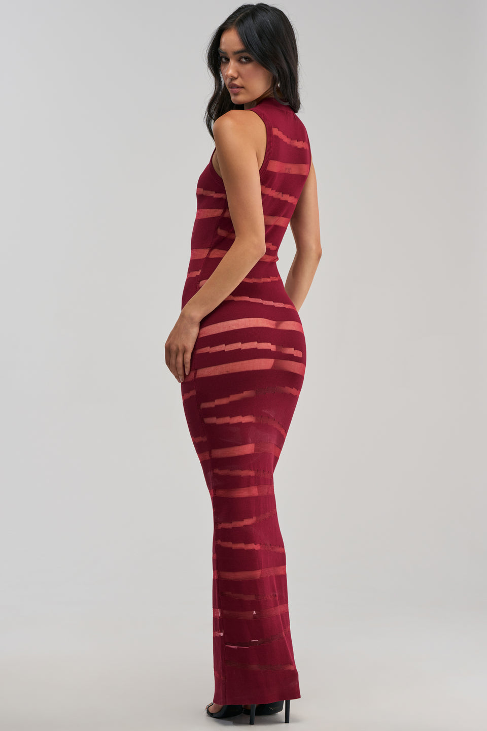 Cut it Out Sleeveless Knit Maxi Dress in Burgundy