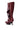 The AZALEA WANG IMOGINE BURGUNDY STILETTO SNAP BOOT is a tall faux leather boot with decorative ruffled folds, silver stud accents, and a pointed toe silhouette, shown in burgundy from the side against a white background.