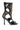 The AZALEA WANG INDRANI BLACK GLADIATOR SANDAL is a high-heeled, open-toe lace-up boot with a stiletto heel, black patent leather trim and sole, plus brown and black snakeskin-embossed upper with cutout sides.