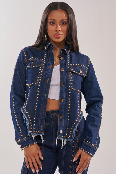 HOTLANTA STUDDED DENIM JACKET – AKIRA