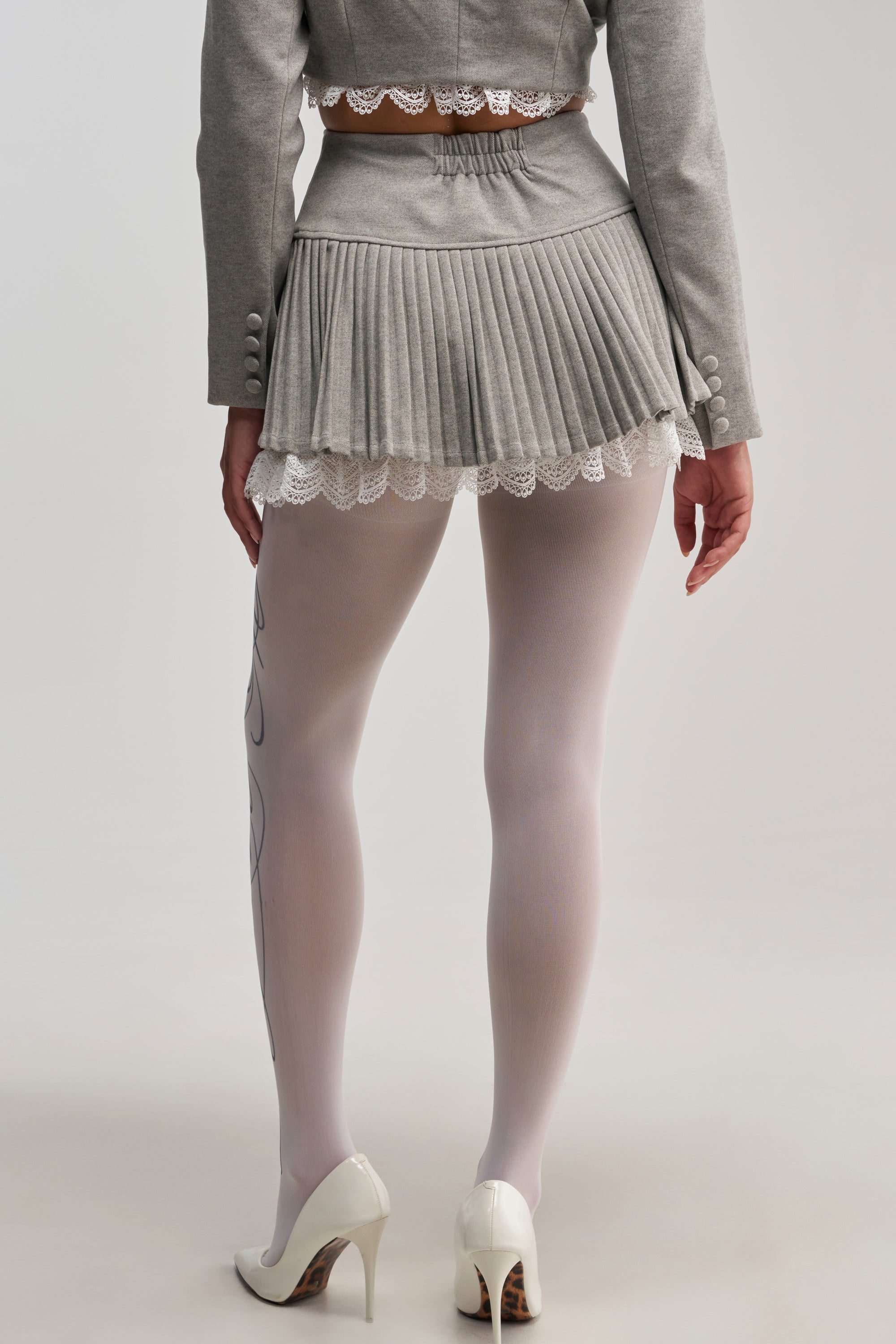 スカート andmary lace mini skirt gray Lace Trim Pleated Mini Skirt, High Rise | AKIRA