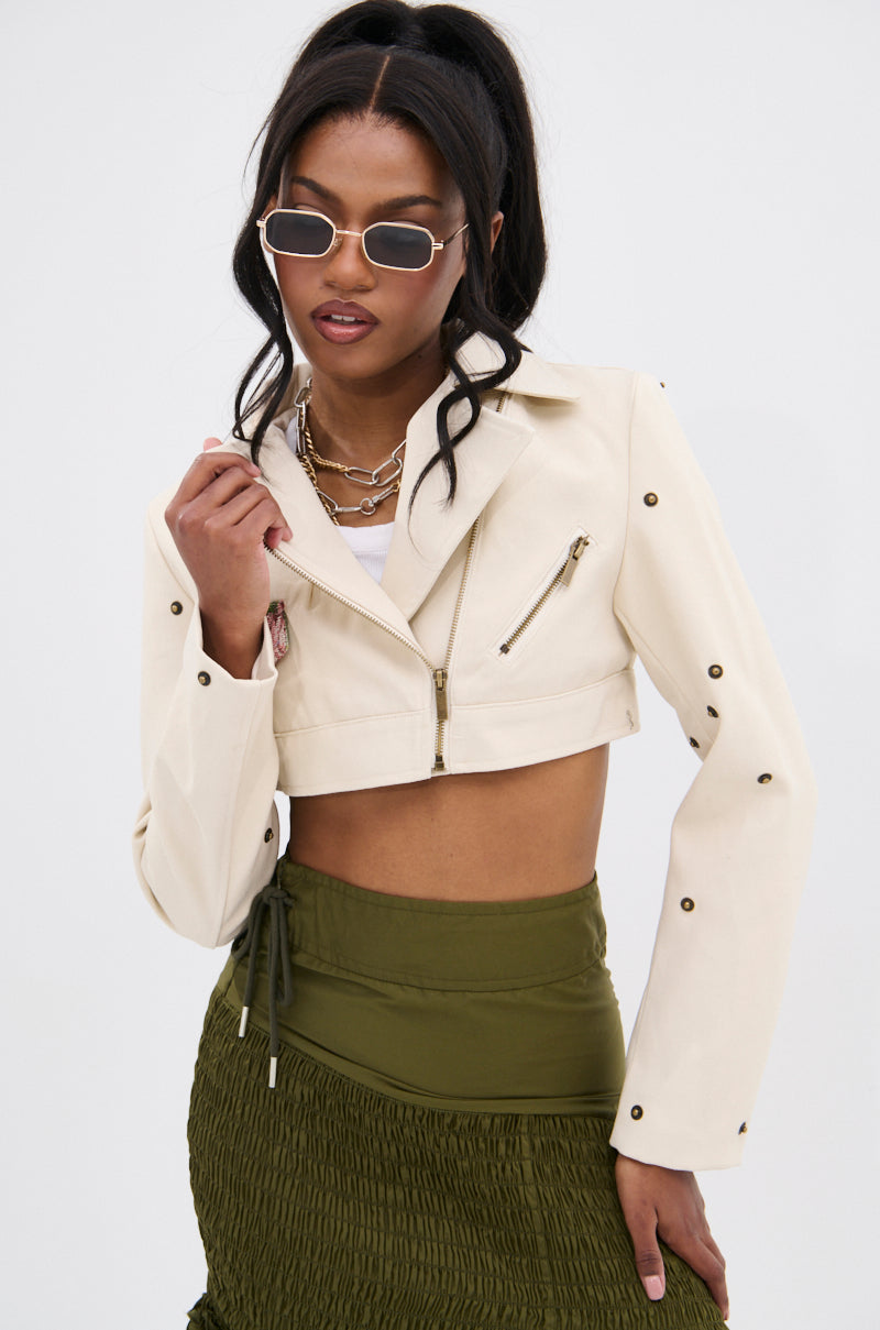 【THE MOZZ】Urban Skirt Setup Jacket SNAP OUT OF IT ULTRA CROP MOTO IN JACQUARD – AKIRA