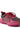The AZALEA WANG ISABEAU FUCHSIA COLOR BLOCKED EMBELLISHED SNEAKER features vibrant rhinestone detailing, a chunky cleated rubber sole, pink laces, and black accents—ideal for making a statement.