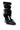 The AZALEA WANG ITHYKA BLACK PATENT STILETTO PUMP features black faux patent leather, a pointed toe, tall stiletto heel, and glossy multiple ankle straps with silver buckles.