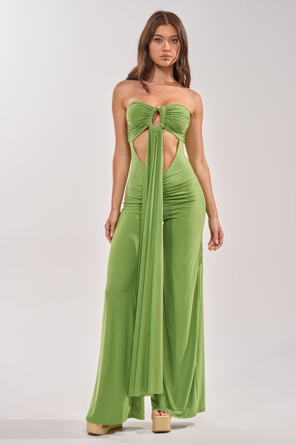 AKIRA Pick Me Up Strapless Jumpsuit | Green | Size Medium AKIRA Pick Me Up Strapless Jumpsuit | Green | Size Medium