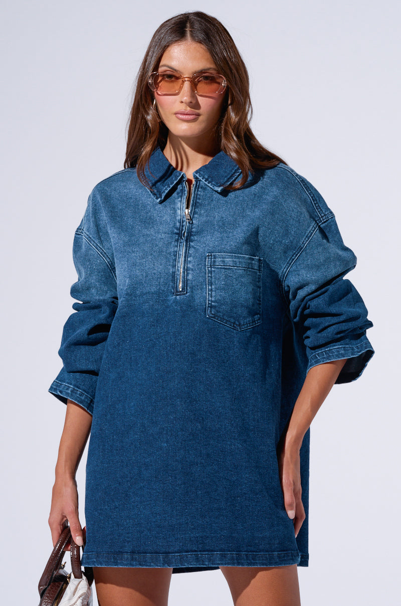 COOL GIRL OVERSIZED DENIM SHIRT DRESS AKIRA COOL GIRL OVERSIZED DENIM SHIRT DRESS AKIRA