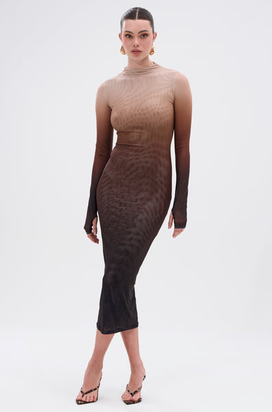 パーティードレス Long-Sleeve Ombre Jersey Midi Dress FIFTY SHADES OMBRE MIDI DRESS – AKIRA