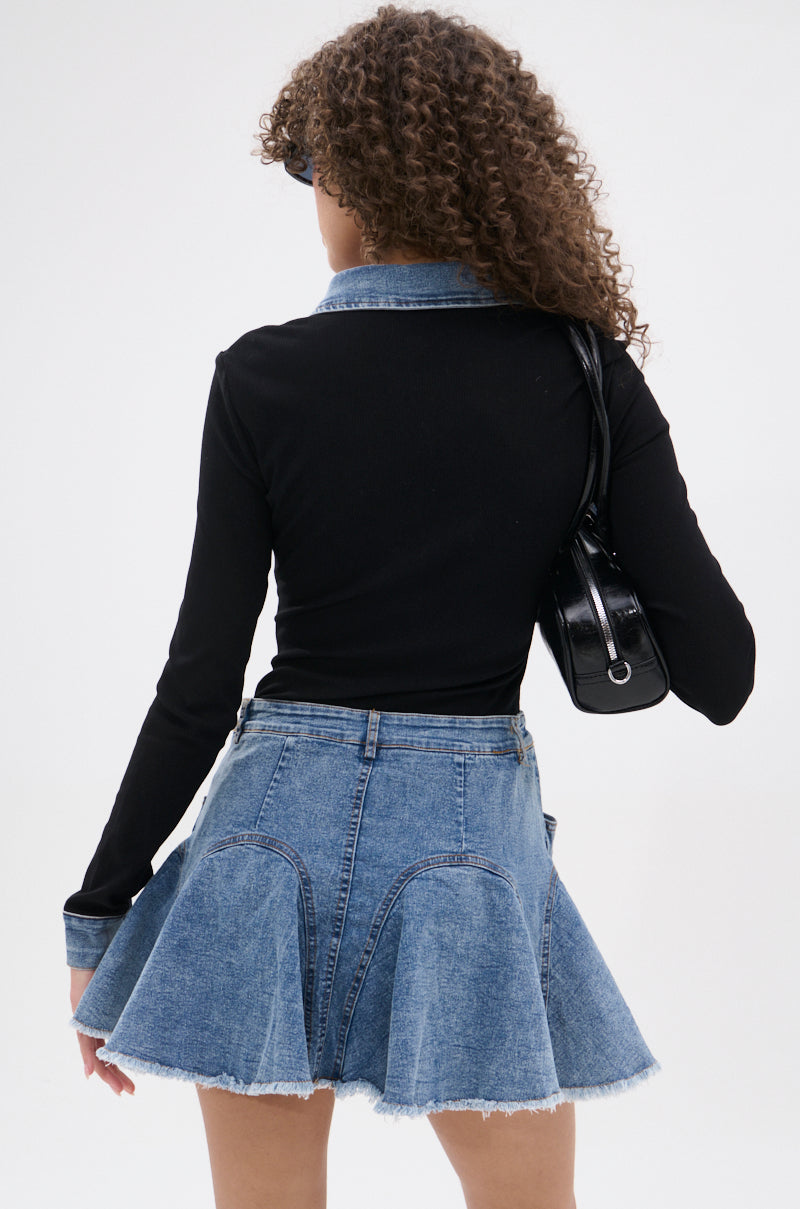 AKIRA Juliette Knit Denim Mini Dress | Black