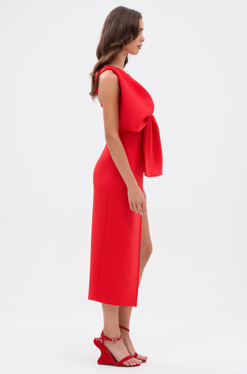 open lace back dress I WIN BOW FRONT MIDI DRESS – AKIRA