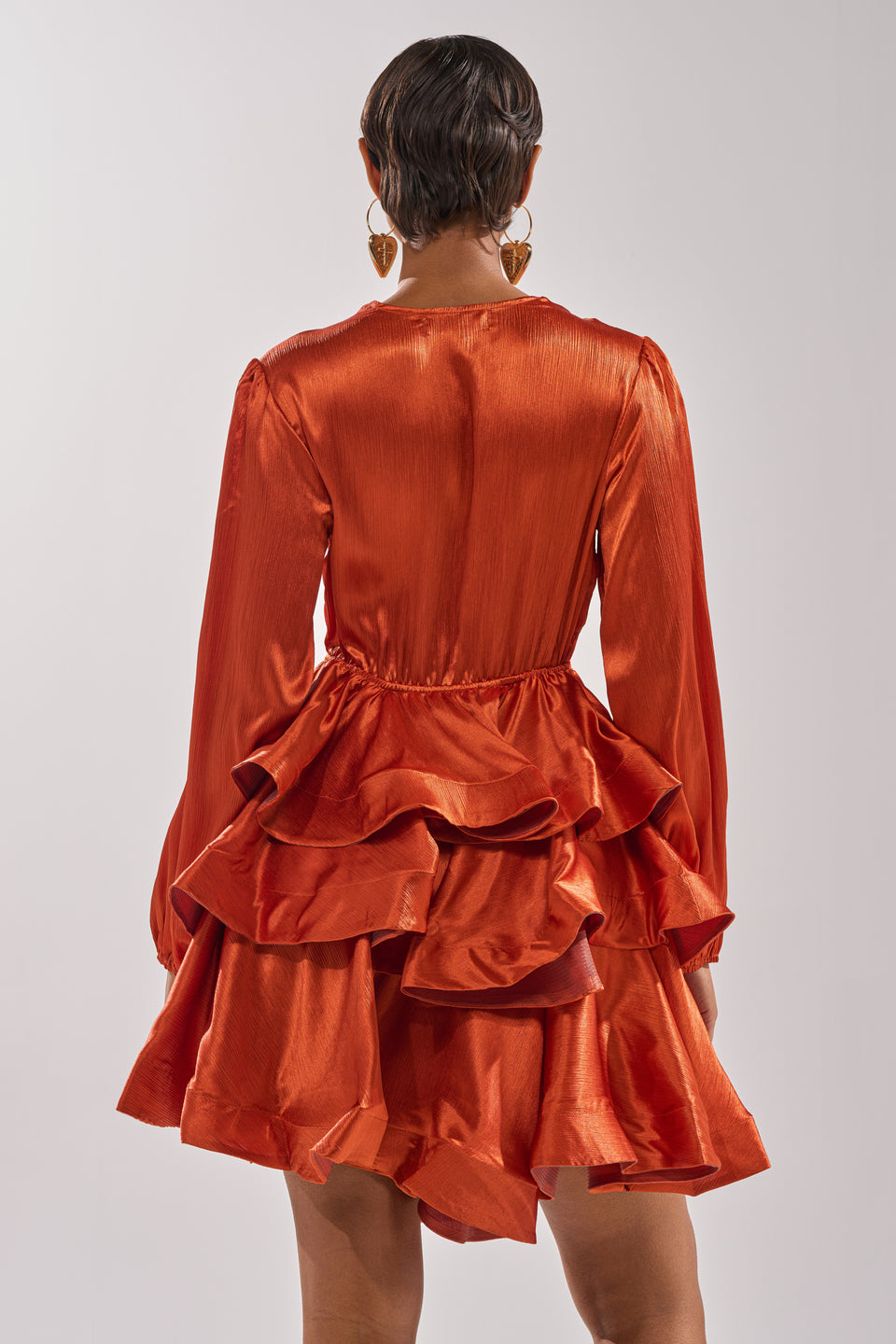 orange ruffle mini dress Veda Strappy Back Ruffle Mini Dress Floral Orange