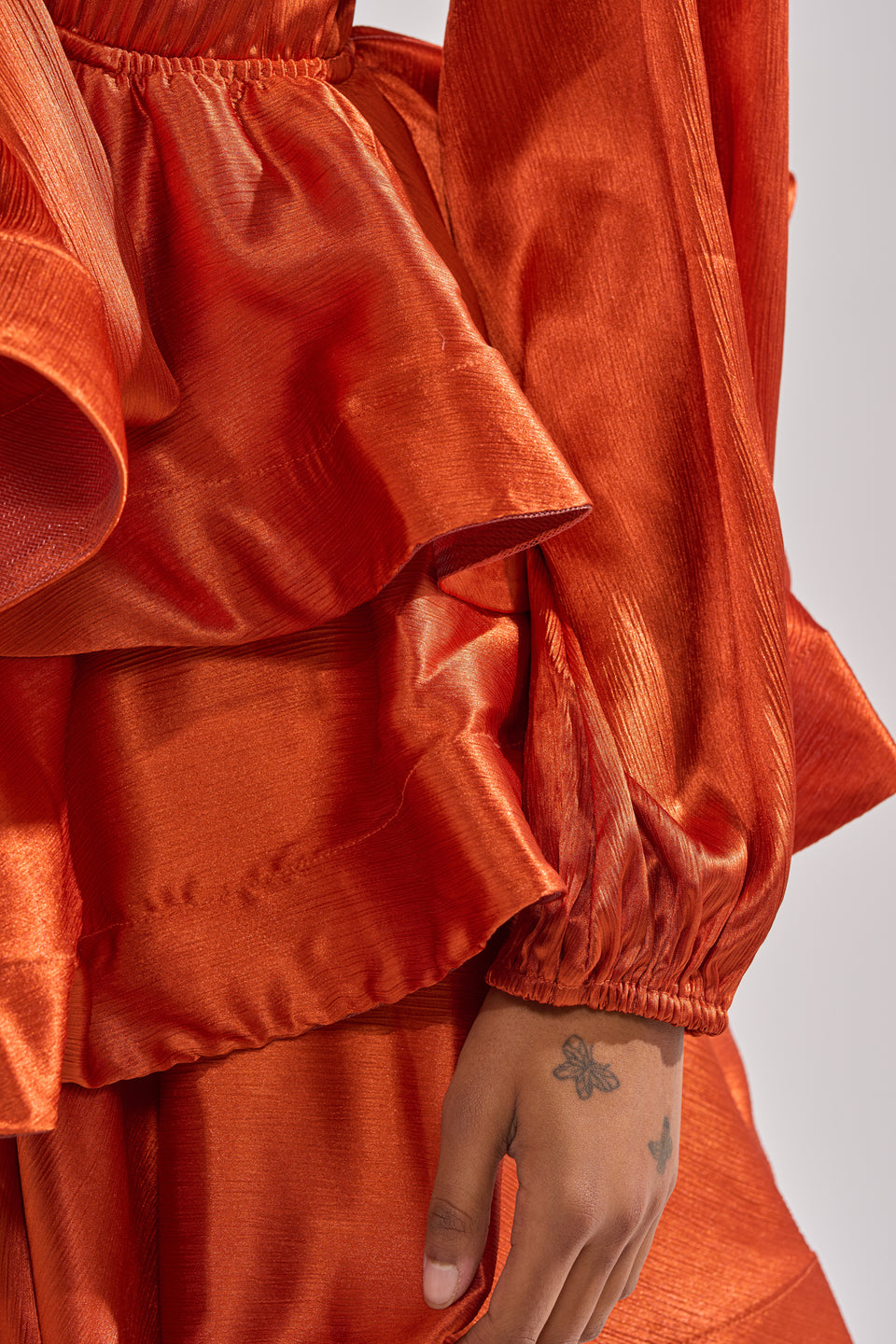 burnt orange satin mini dress Women's Burnt Orange Floral Printed Satin Mini Dress