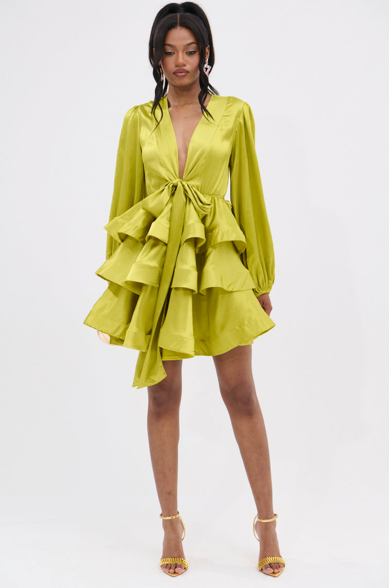 ARIANA SATIN RUFFLED MINI DRESS AKIRA ARIANA SATIN RUFFLED MINI DRESS AKIRA