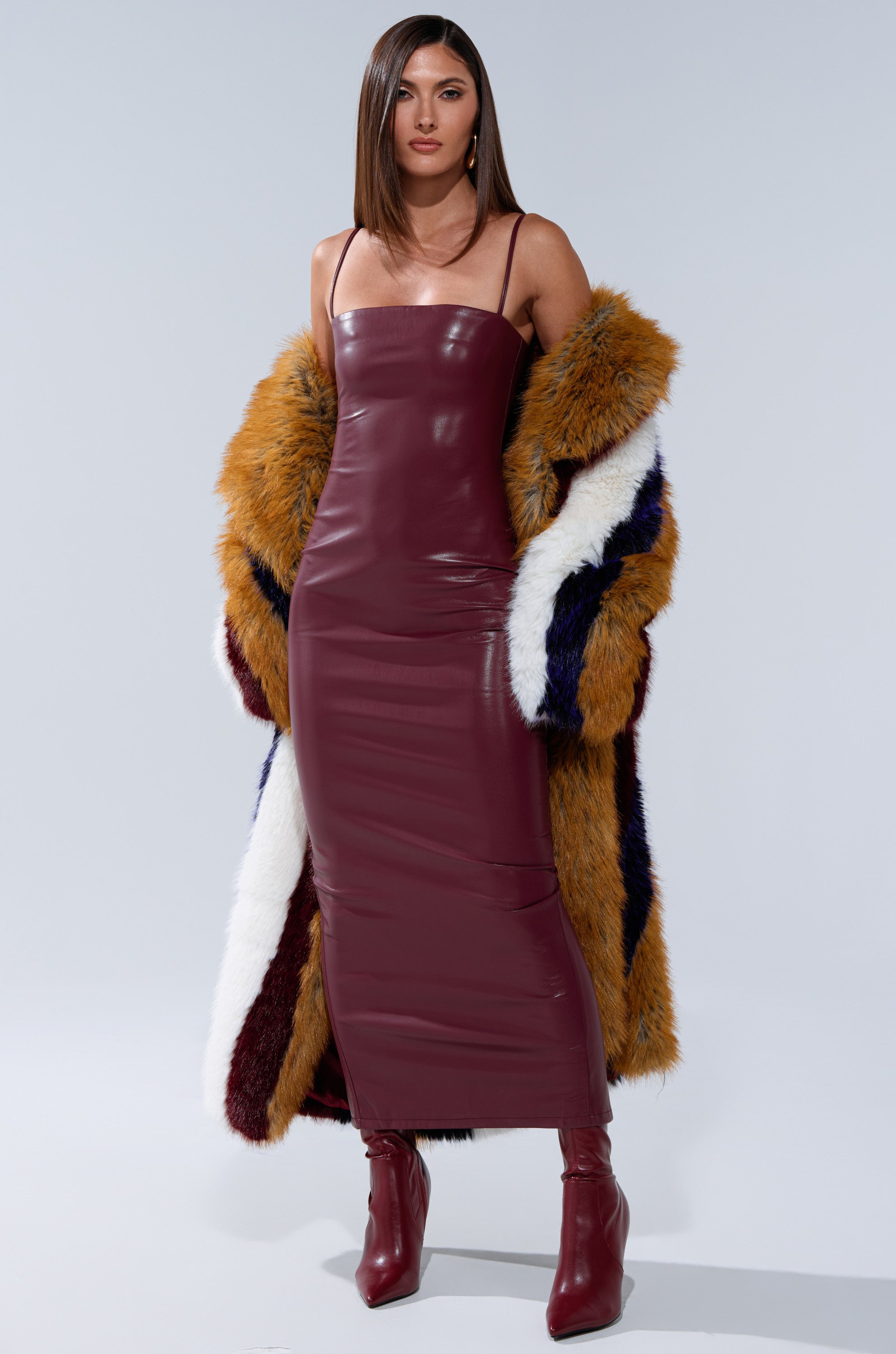 Akira Shai PU Midi Dress | Burgundy | Size XL Akira Shai PU Midi Dress | Burgundy | Size XL