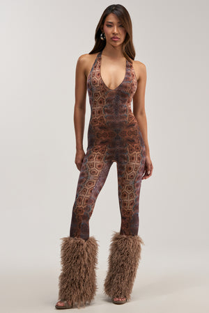 KEEPIN IT SIMPLE MESH JUMPSUIT IN SNAKE – AKIRA