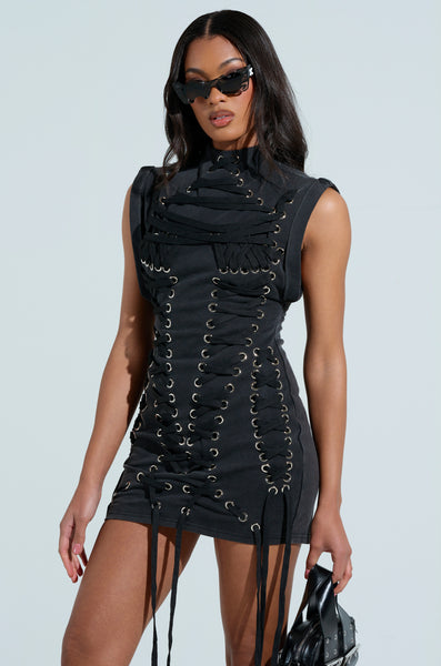 Back Lace-Up Knit Dress（ワンピース）｜Her lip to（ハー
