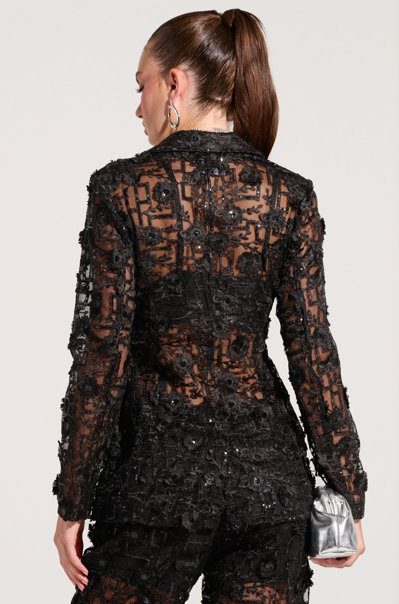 AKIRA Celebration Time Lace Blazer | Black | Size Small AKIRA Celebration Time Lace Blazer | Black | Size Small