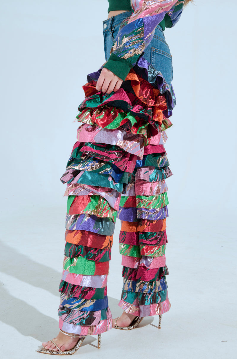 LIFE IS BUT A DREAM BROCADE RUFFLE DENIM – AKIRA