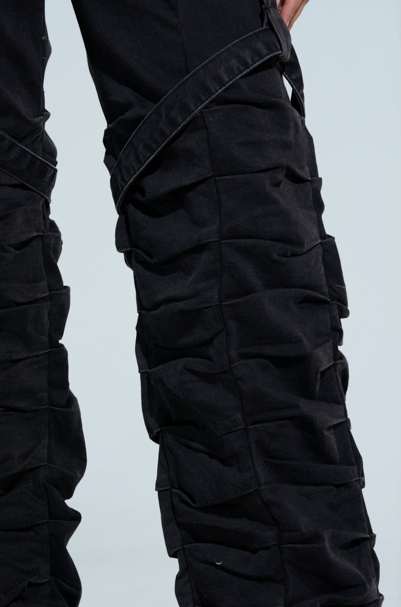 GOING CRAZY BLACK DENIM PANT WITH BUCKLE – AKIRA
