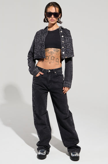 The Skilton Embroidered Denim Jacket in Cream