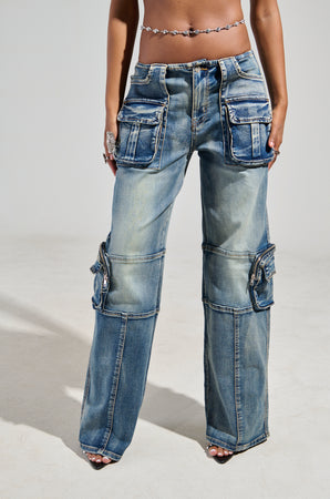 【SCENERITY】Low curve cargo denim jeans Low curve cargo denim jeans (Black) - SCENERITY | 60