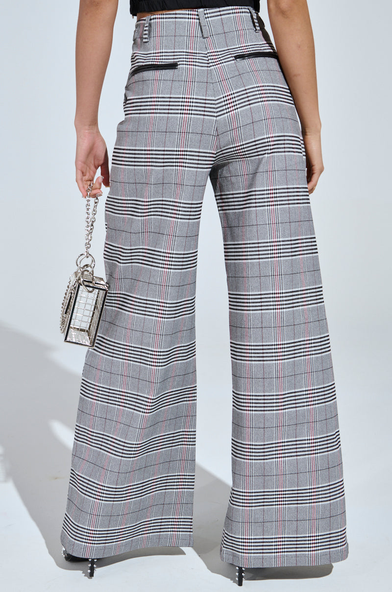 DARIA WIDE LEG PLAID PANT - Main Image