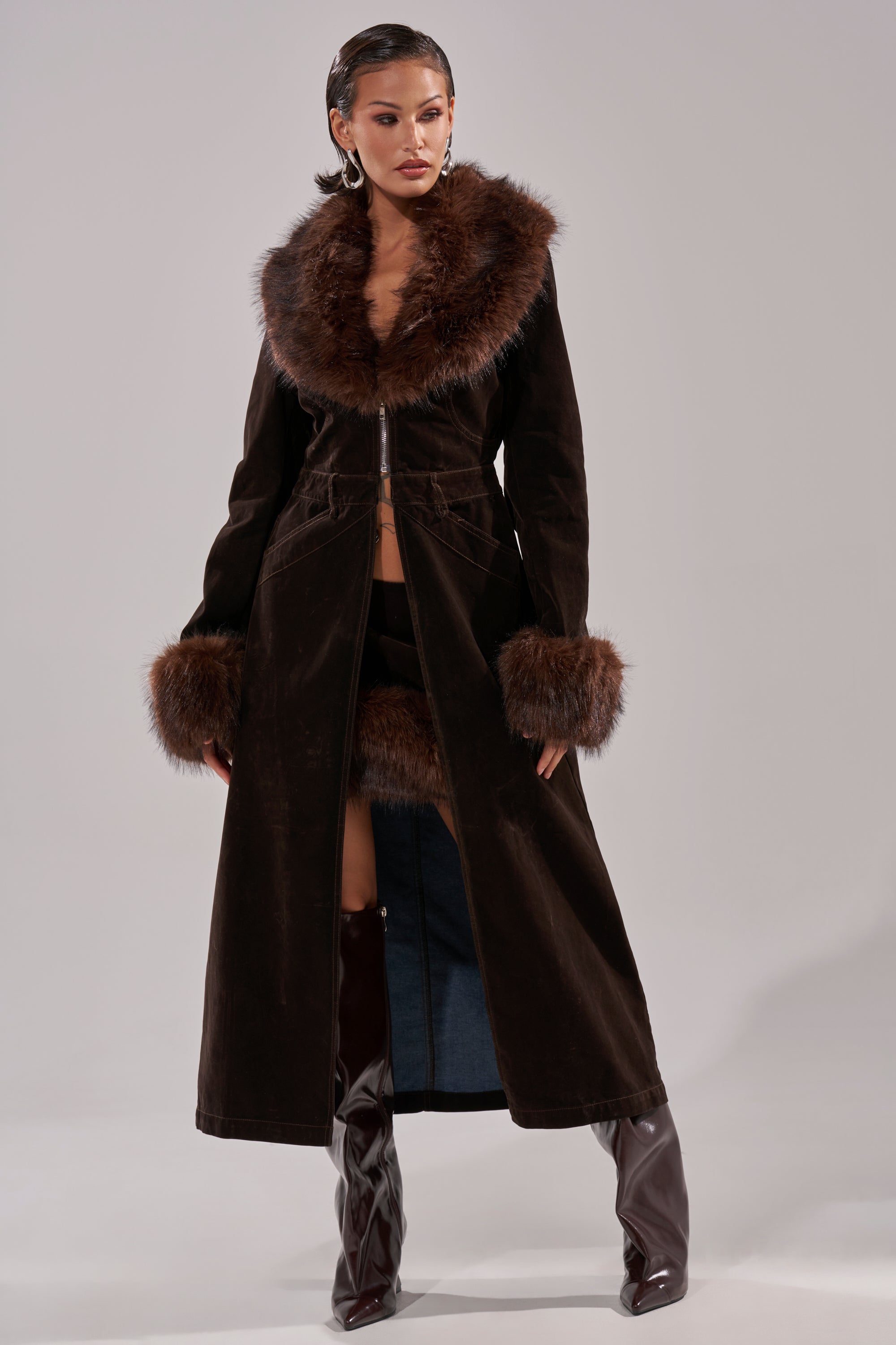 WILD SIDE VELVET DENIM TRENCH – AKIRA