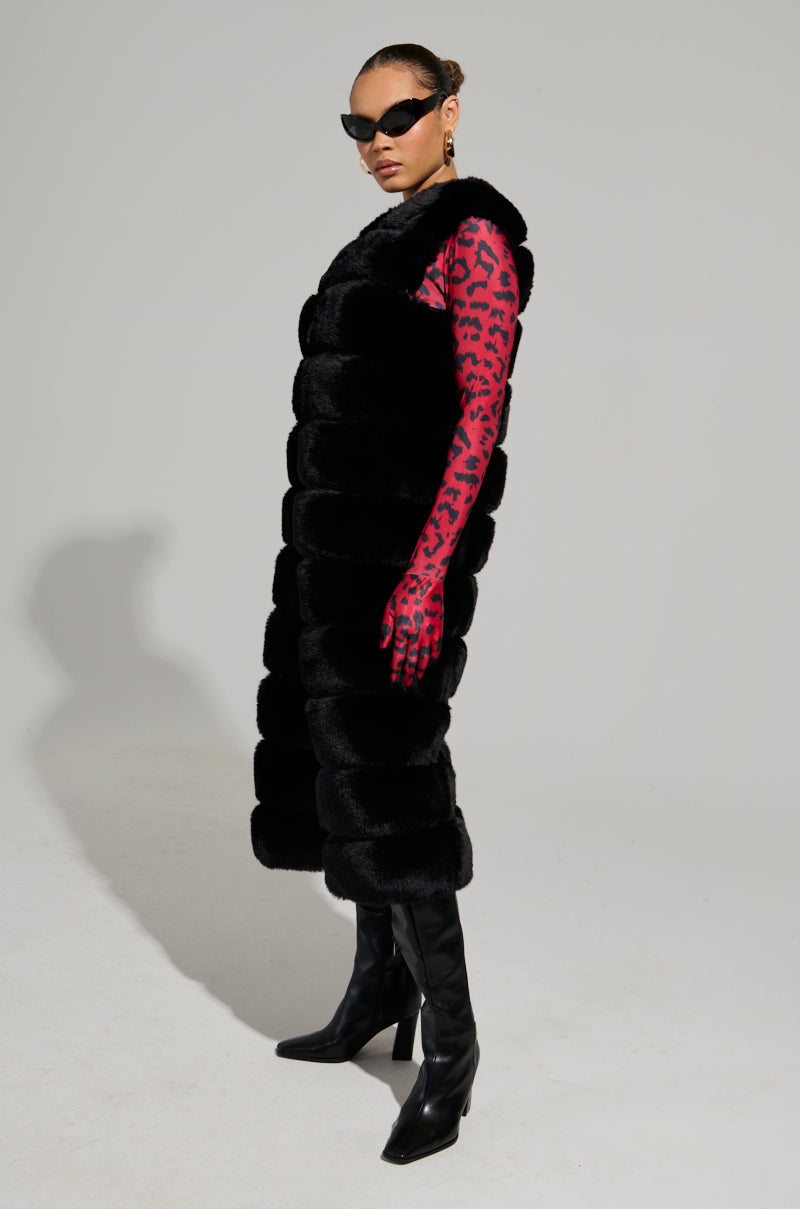 ジャケット・アウター fur long vest ZHUER Plus Size Faux Fur Vest for Women Fashion Long Winter