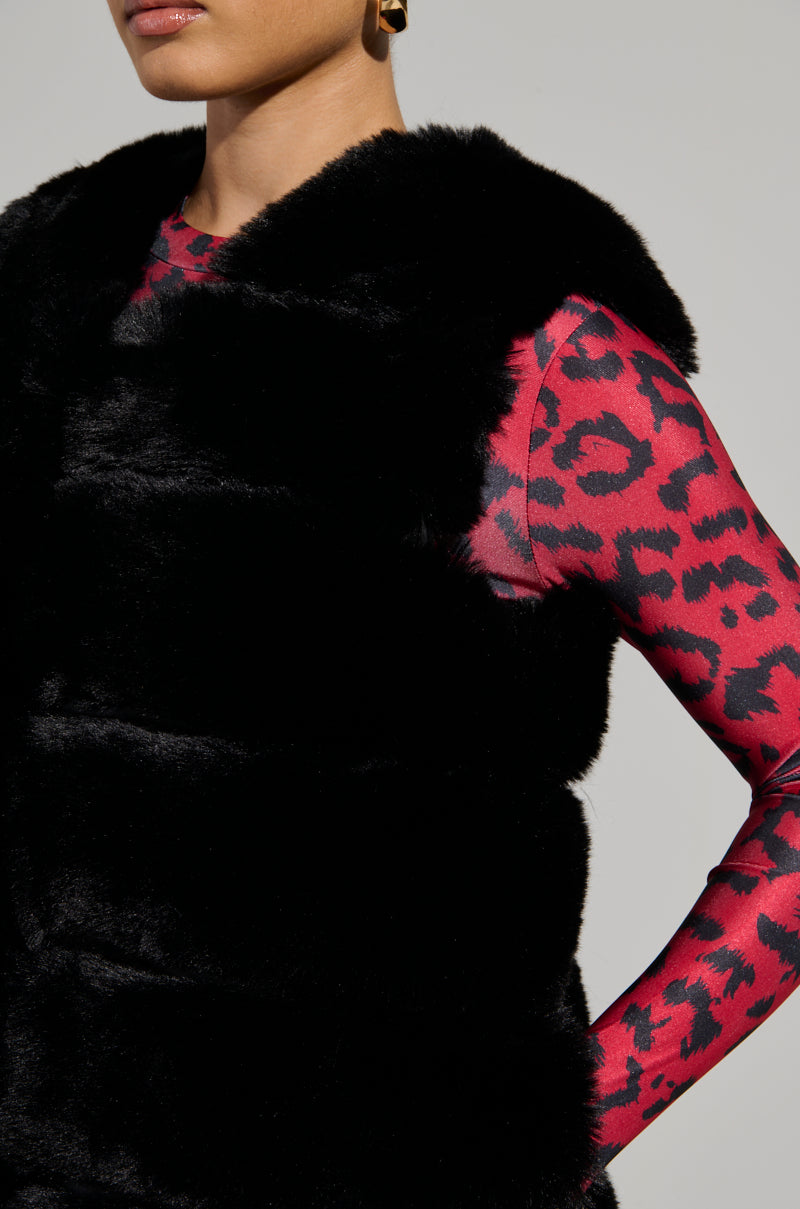 JENNY LIN FAUX FUR MAXI VEST IN BLACK – AKIRA