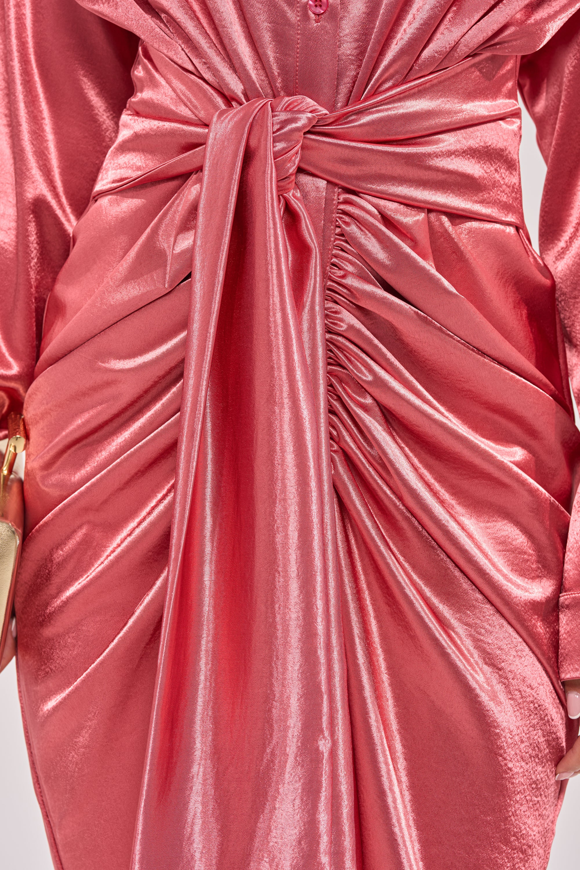 vintage inspired satin midi dress with draped collar AKIRA With Love Collared Satin Midi Dress