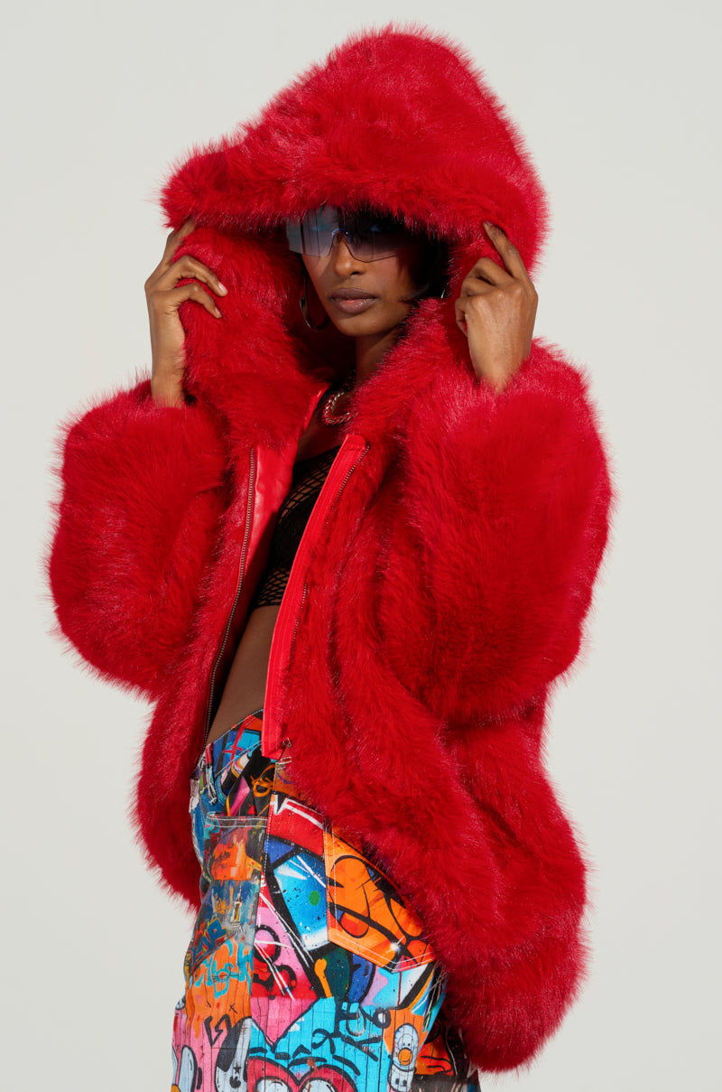 LOOK AT ME NOW HOODED FUR BOMBER – AKIRA