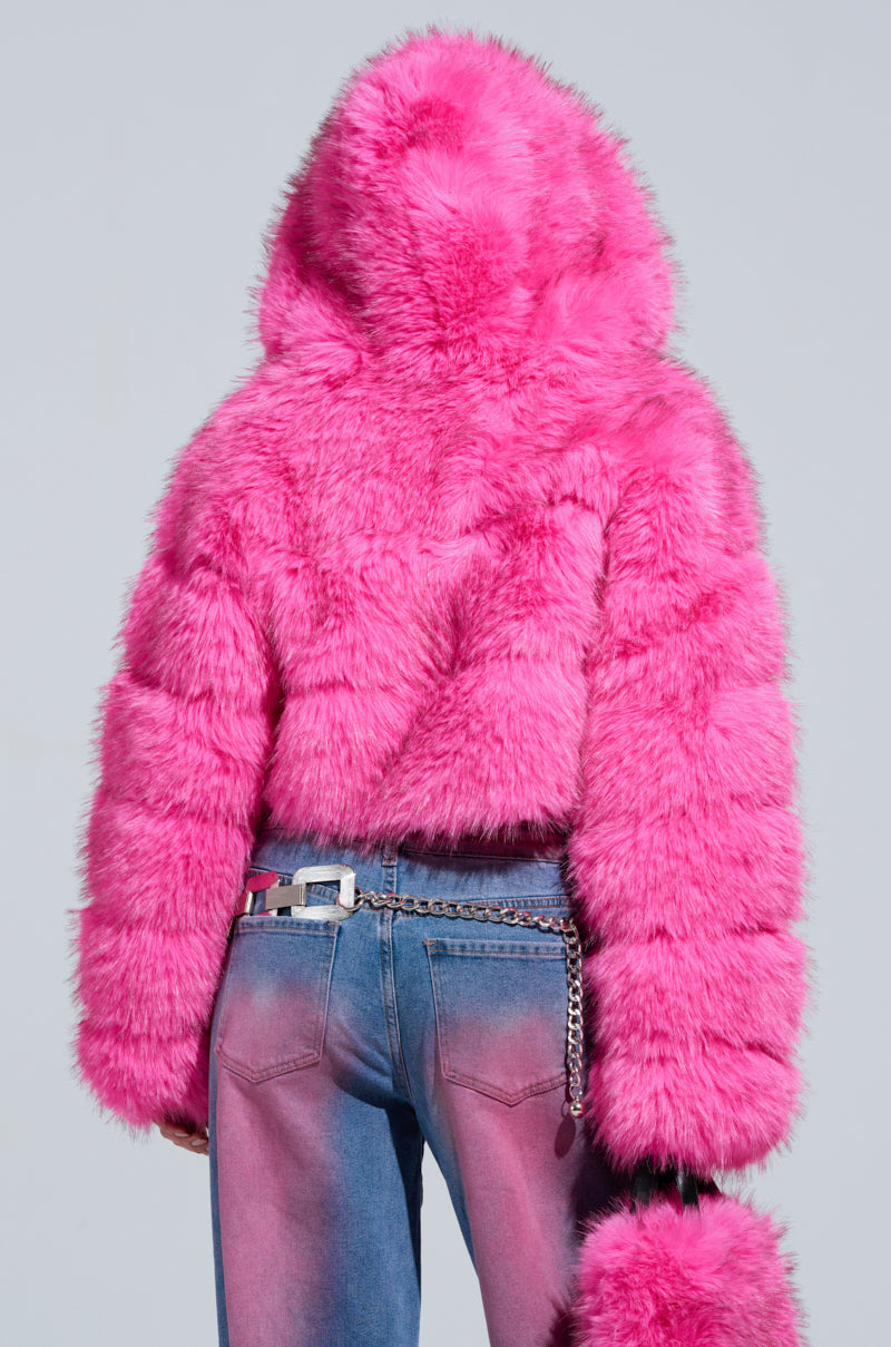 SABRINA HOODED FAUX FUR JACKET – AKIRA