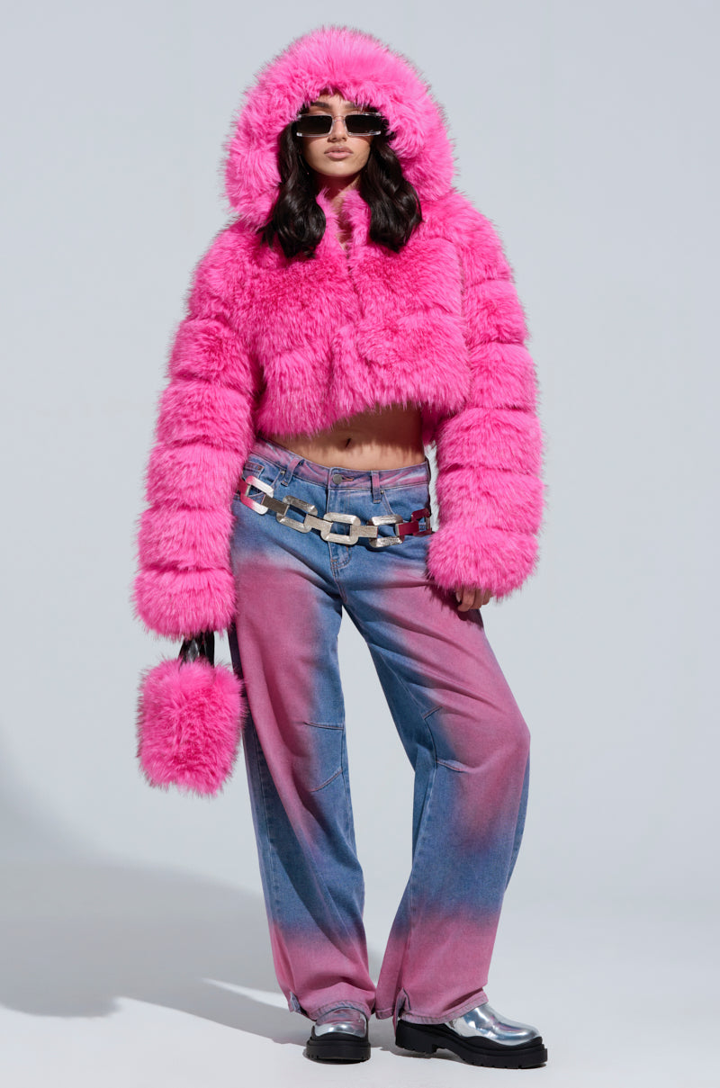 SABRINA HOODED FAUX FUR JACKET – AKIRA