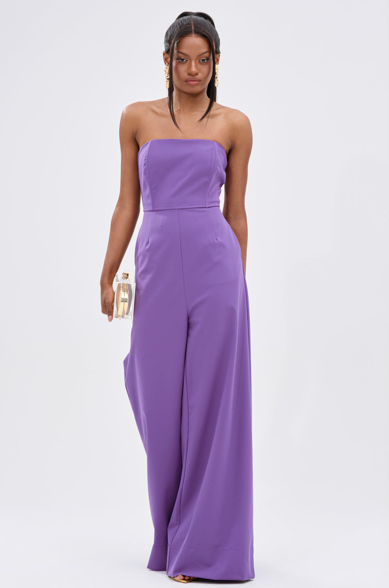 BIG BOSS ENERGY WIDE LEG JUMPSUIT IN PURPLE – AKIRA
