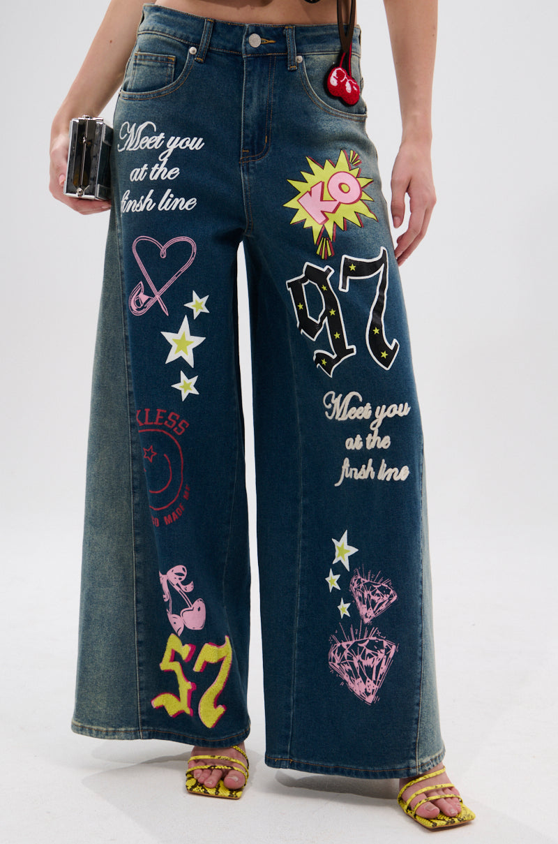 TKO GRAPHIC WIDE LEG DENIM JEAN – AKIRA