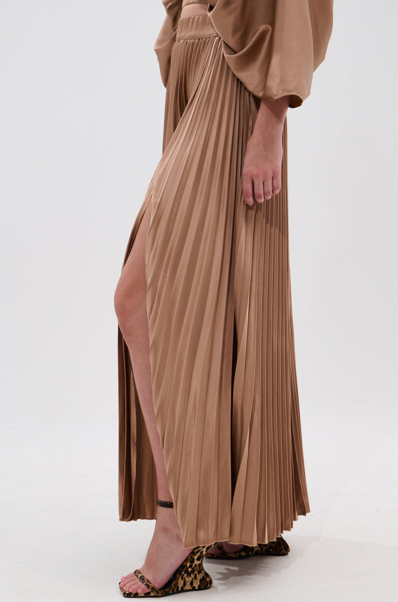 Mocha Mousse Linen Midi Skirt Set main image 1